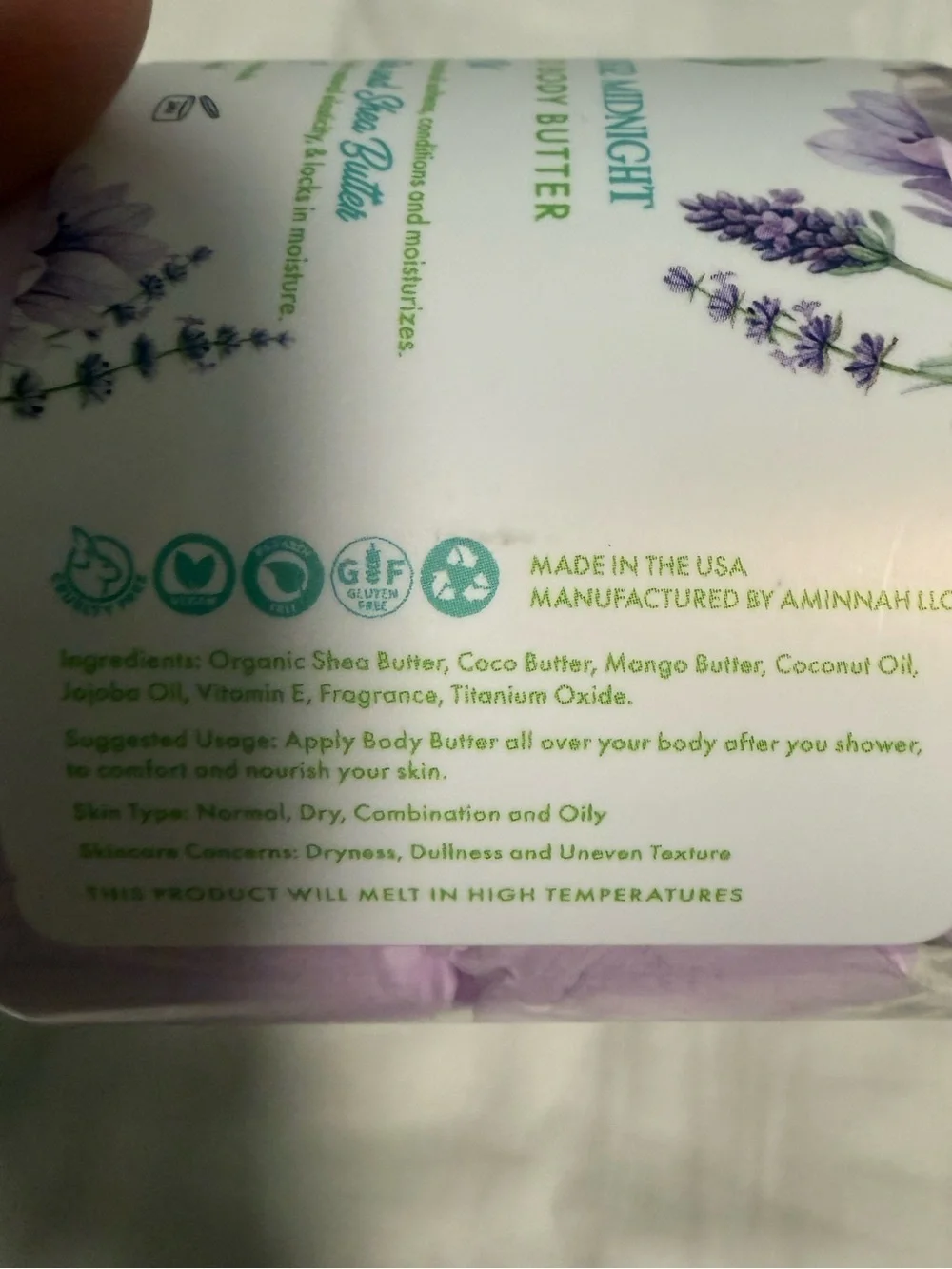 Aminnah/Dillpicky collab is Lavender Midnight” Whipped Body Butter! New